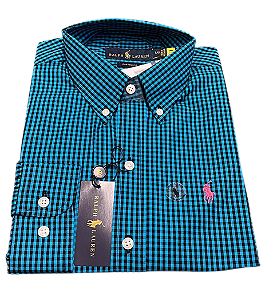 Camisa Xadrez Masculina Social Manga Longa Amarelo Preto