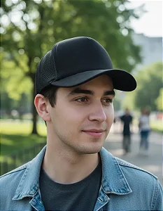 Boné Liso Trucker Preto