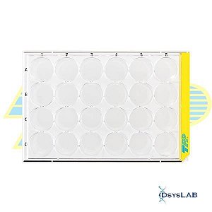 Microplaca para cultivo celular, 24 poços, fundo chato, PS, com tampa, unidade 92024-UND (TPP)