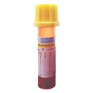 Microtubo para Coleta de Sangue com gel e ativador de coágulo, 0,5 mL, Plástico, rack com 50 unidades, mod.: 3270NR (Vacuplast)