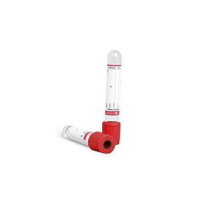 Tubo para coleta á vácuo com ativador de coágulo, 6,0 mL, plástico, vermelho, rack com 100 unidades, mod.: FL5-206M (Firstlab)