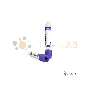 Tubo para coleta á vacuo com EDTA K3, 6,0 mL, plástico, roxo, Rack com 100 unidades, mod.: FL5-1306M (Firstlab)