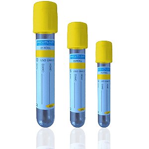 Tubo para coleta a vácuo com Gel e Ativador de coágulo, (Amarelo). 9 mL, Rack com 100 unidades, mod.: GD090SGCNR (Vacuplast)