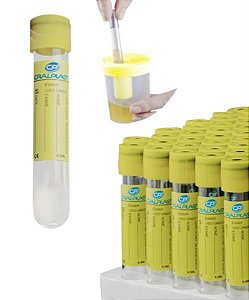 Tubo para coleta a vácuo de Urina com Reagente (Amarelo), 9,5 mL, Rack com 100 unidades, mod.: GD095FRNR (Vacuplast)