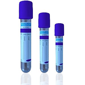 Tubo para coleta com citrato de sódio, 3 mL, plástico, azul, rack com 100 unidades