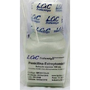 ❆❆ Solução de penicilina 10.000 UI/ml e estreptomicina 10.000 ug, frasco com 100 ml BR30110-01 (LGCBio)