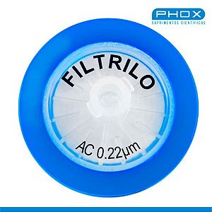Filtro seringa com Acetato de Celulose Hidrofílico de 0,22μmx25 mm (P x D), caixa com 100 unidades SFAC-2522 (Filtrilo)