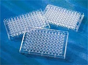 Microplaca 96 poços revestida de poli-D-lisina, transparente, fundo plano, PS, com tampa, estéril, caixa com 100 unidades mod.: 3841 (Corning)