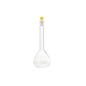 Balão volumétrico com rolha de polietileno, Classe A, Certificado rastreável RBC, Capacidade de 250 ml 75182AC0250 (Vidrolabor)