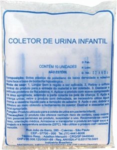 Coletor Urina Infantil Feminino 100 mL, Não Estéril, pacote c/10 unidades, mod.: 0484-4 (J.Prolab)