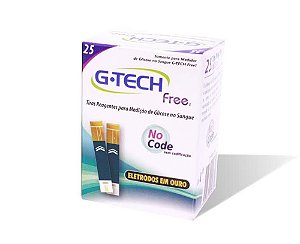 Tiras Reagente para Medição de Glicose Free, Caixa com 25 tiras TTFR125C (G-tech)