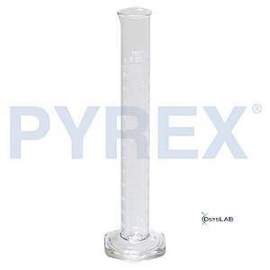 Proveta em vidro graduada com escala dupla, capacidade de 250 ml, base hexagonal, unidade, mod.: 3025-250 (Pyrex)