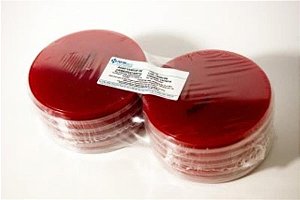 ❆ Agar Sangue de Carneiro com base Mueller Hinton, em placa de petri 140x15mm, Pacote com 10 unidades, mod.: PA28 (Newprov)