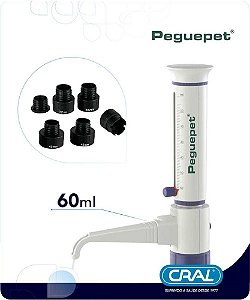 Dosador Peguepet de 5 a 60 mL, sem frasco, caixa com 4 adaptadores PEGUE60D (Peguepet)