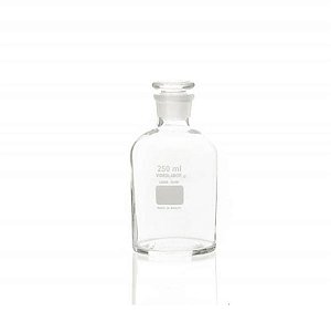 Frasco reagente transparente em borossilicato, boca estreita, rolha de vidro, capacidade para 1000 ml 76220B01000 (Vidrolabor)
