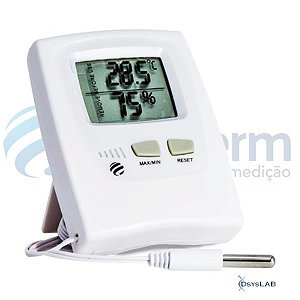 Termohigrômetro digital temperatura e umidade, temperatura interna 0+50ºC, externa -50+70ºC, com cabo, Calibração Acreditada RBC em até 15 pontos, unidade 7666-CAL15 (Incoterm)