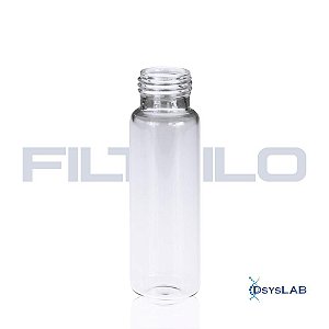 Kit vial em vidro p/ headspace, incolor, 22,5x75, base arredondada capacidade de 20ml e tampa de rosca com 18mm com septo em PTFE/Silicone (Azul/branco), caixa com 100 unidades VN20SC-K (Filtrilo)