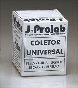 Coletor Universal 80 mL, Com Pá, Não Estéril, Frasco Transparente e Tampa Branca, Graduado, caixa c/100 unidades, mod.: 0092-2 (J.Prolab)