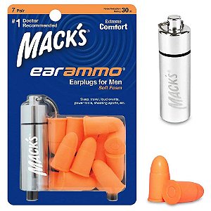 Protetor Auricular Mack's EarAmmo para Prática de Tiro 30dB 7 Pares com Case