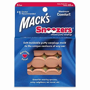 Protetor Auricular Mack's Snoozers em Silicone Moldável 22db 6 Pares