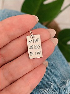 Pingente Placa Mar Doce Lar de Prata