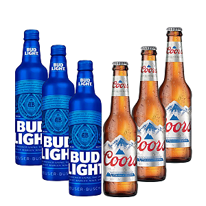 KIT CERVEJA 3 COORS E 3 BUD LIGHT