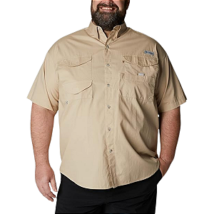 CAMISA IMPORTADA COLUMBIA PFG BONEHEAD DE MANGA CURTA MASCULINA TAMANHO XXL COR FOSSIL