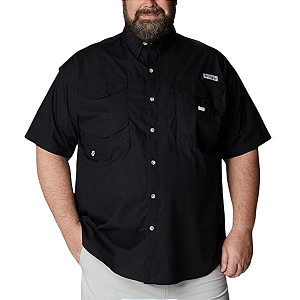 CAMISA COLUMBIA PFG BONEHEAD DE MANGA CURTA  MASCULINA TAMANHO XS COR PRETO