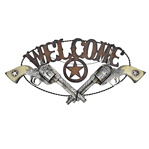 PLACA DECORATIVA COUNTRY REVOLVER