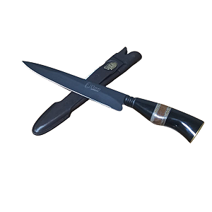 FACA CARBONO COM CABO DE RESINA E MADEIRA PRETA  8 POL - ELMO