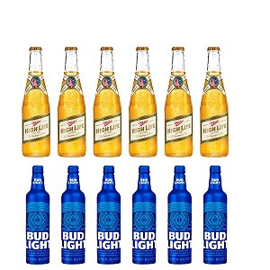 KIT CERVEJA BUD LIGHT ALUMINIO E MILLER HIGH LIFE - 6 UND CADA