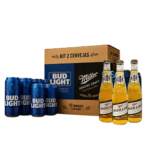KIT 2 CERVEJAS MILLER E BUD 6 UN CADA