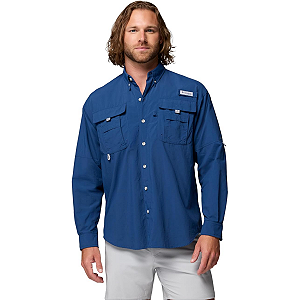 CAMISA COLUMBIA PFG BAHAMA II MANGA LONGA AZUL GG