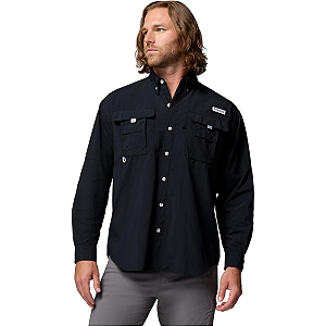 CAMISA COLUMBIA PFG BAHAMA II MANGA LONGA PRETA