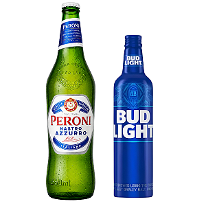 KIT COM 6 CERVEJAS CADA DE PERONI E BUDLIGHT