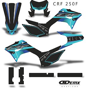 KIT GRÁFICO ADESIVO CRF 250F - 2018 A 2023 - BLUE BLACK HRC