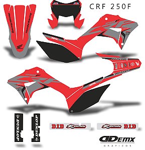 KIT GRÁFICO ADESIVO CRF 250F - 2018 A 2023 - RED GRAY