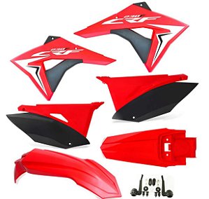 Kit Plástico Crf 230 Elite Biker 2008 - 2018 vemlho/preto