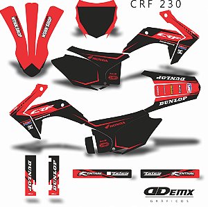 KIT GRÁFICO ADESIVO CRF 230F - 2015 A 2021 - DECAL GRUNGE