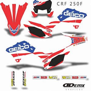 KIT GRÁFICO ADESIVO CRF 250F - 2018 A 2023 - GEICO USA NEW