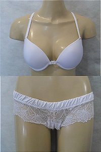 Conjunto Branco Lycra e Renda - TAMANHO M