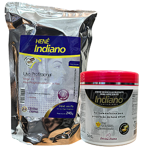Henê Pó Indiano Divina Dama 240g Creme 500g Preto Azulado