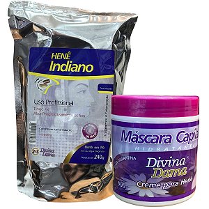 Henê Pó Indiano Divina Dama 240g Creme 500g Preto Azulado