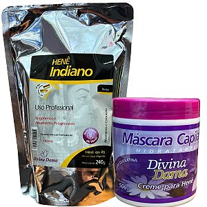 Henê Pó Indiano Divina Dama 240g Creme Branco 500g Preto