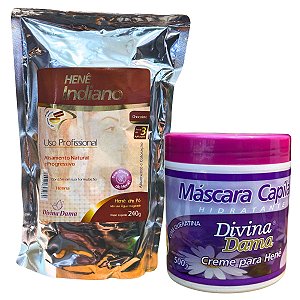 Henê Pó Indiano Divina Dama 240g Creme Branco 500g Chocolate