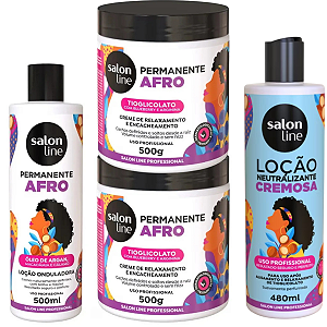 Kit Permanente Afro 4 Produtos Salon Line Completo