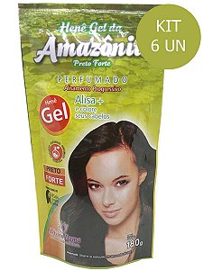 Kit C/ 6un Henê Da Amazônia Em Gel Preto Forte 180g