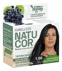 Tintura Capilar Natucor Vegana Sem Amônia 1.00 Preto Intenso