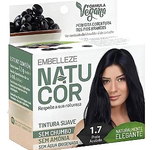 Tintura Capilar Natucor Vegana Sem Amônia 1.7 Preto Azulado