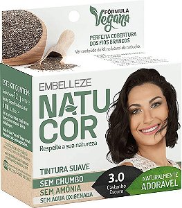Tintura Capilar Natucor Vegana Sem Amônia 3.0 Castanho Escuro